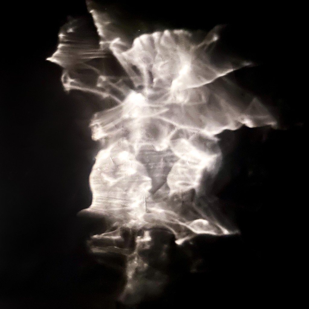 Pale, rippling patterns of light on a dark surface, like light passing through moving water.