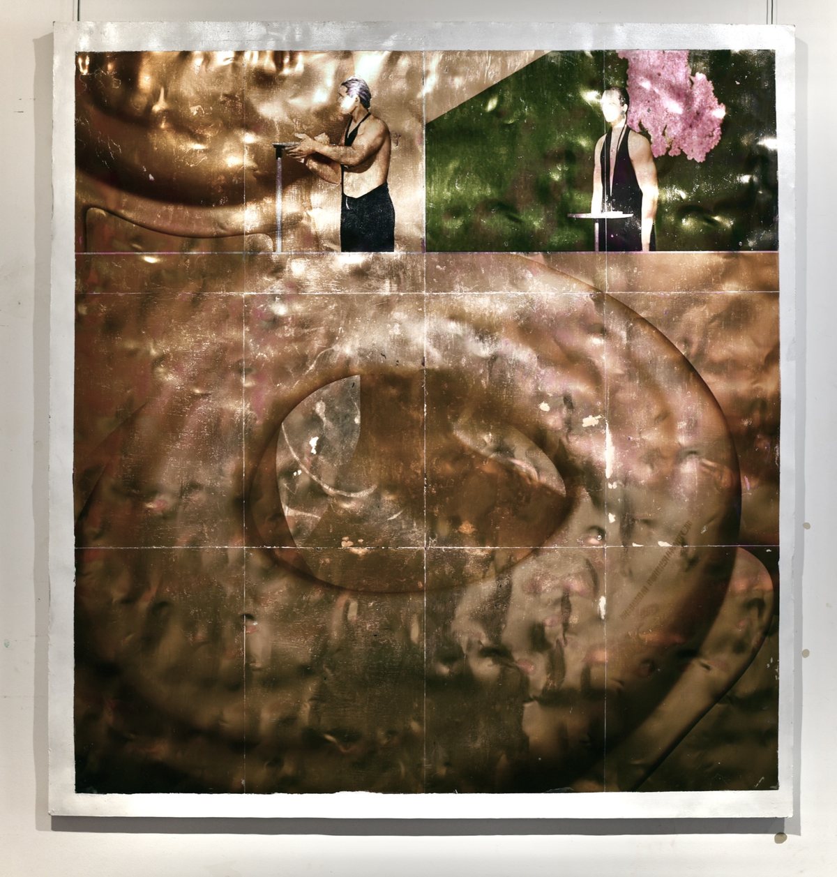 Relations: a photographic image transferred onto a square panel of mirror-finish rippled steel.